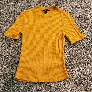 Mustard waffle knit top